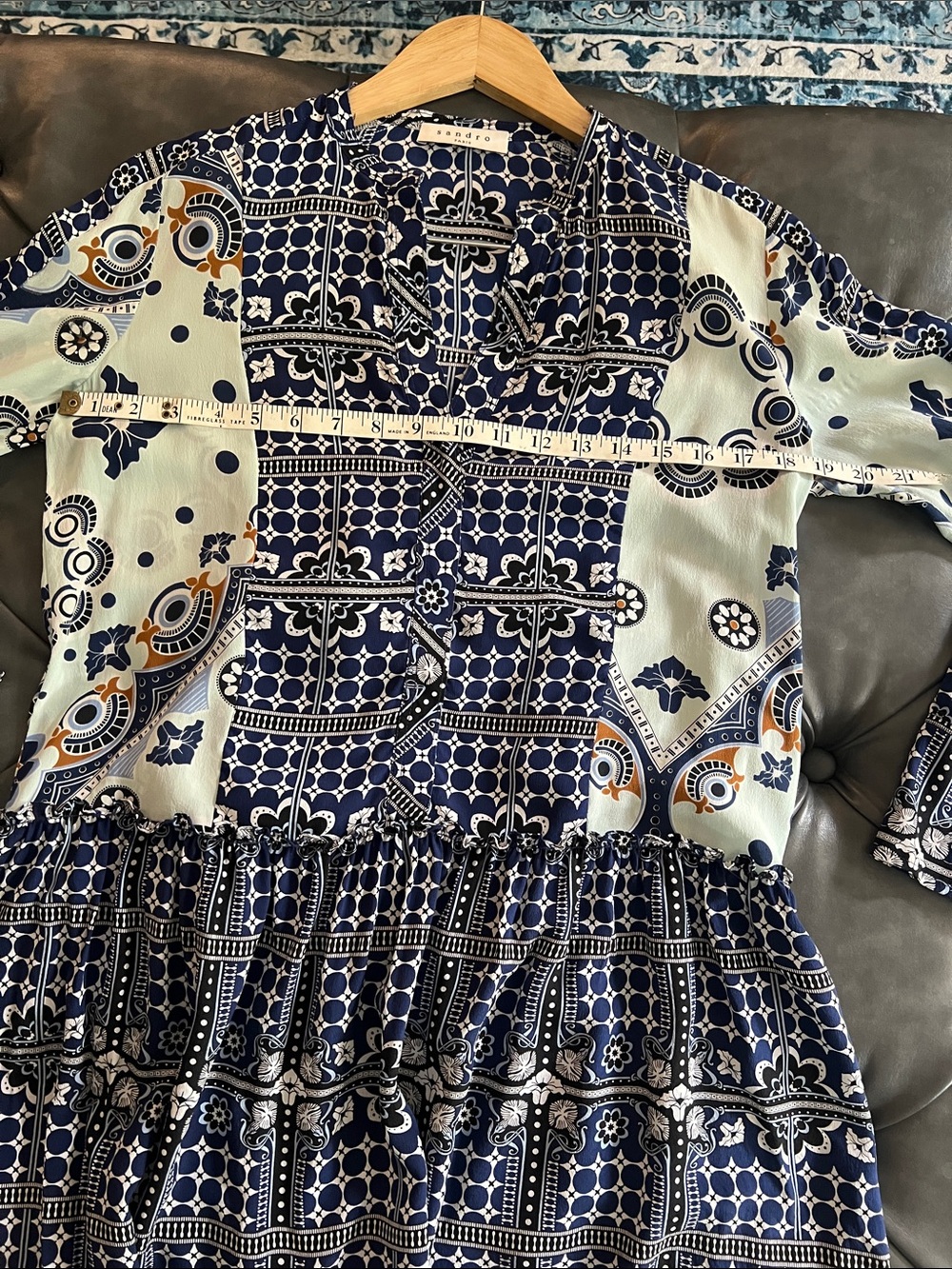 Sandro Silk Navy Long-Sleeve Mini-Dress - Picture 5 of 9